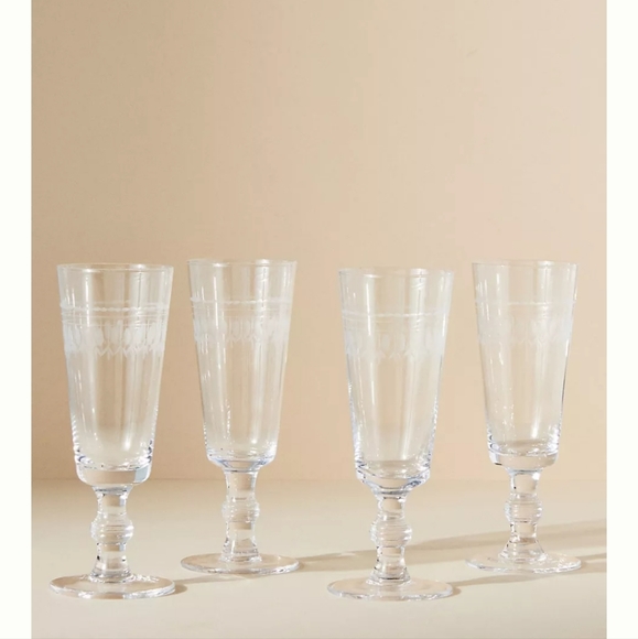 Anthropologie Dining Anthropologie The Vintage List Crystal Champagne Flutes Set Of 4 Poshmark